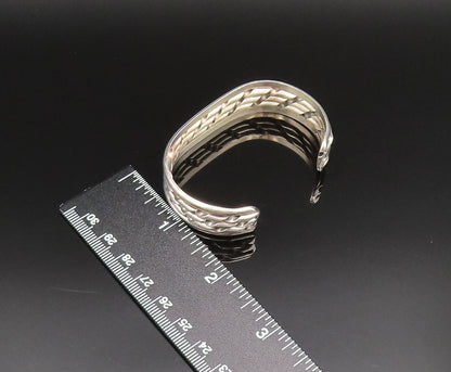 925 Sterling Silver  Vintage Twisted Three Row Cuff Bracelet  BT9484