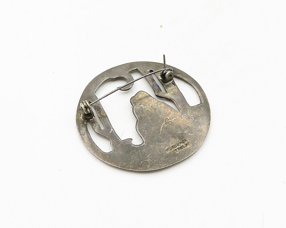 MEXICO 925 Sterling Silver  Vintage Dark Tone Man in Desert Brooch Pin  BP7403