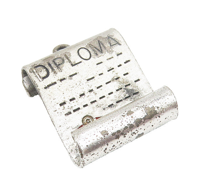 WELLS 925 Sterling Silver  Vintage Graduation Diploma Motif Pendant  PT8562