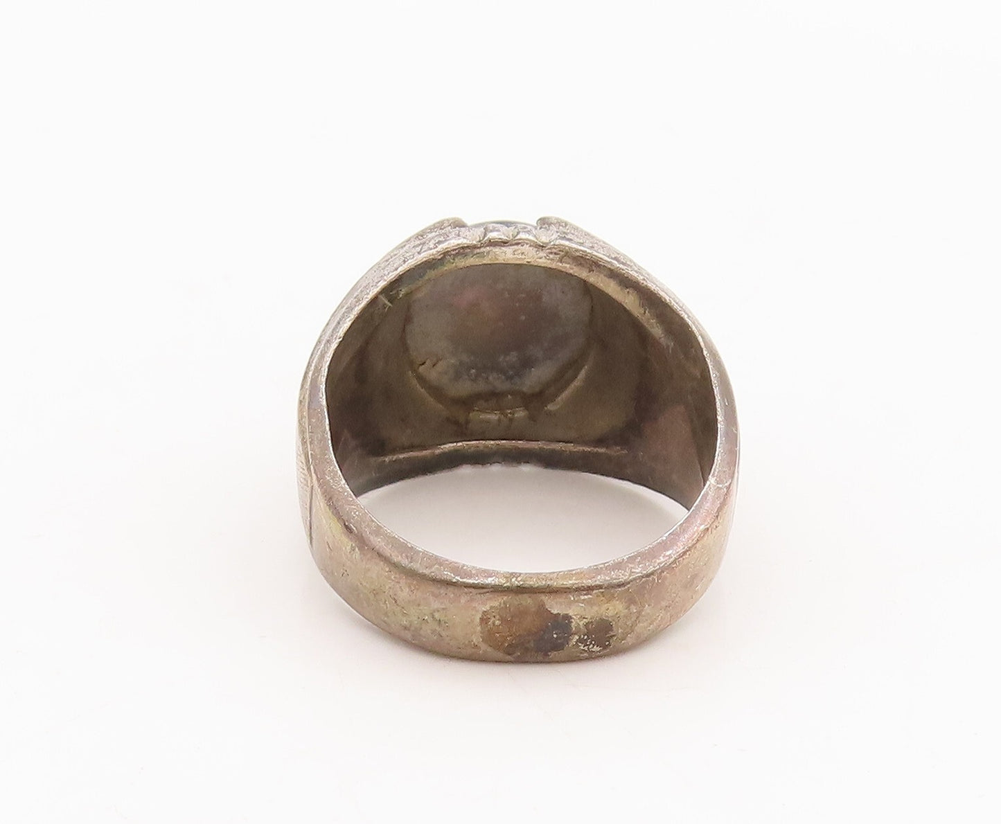 925 Sterling Silver Vintage Ring CLARK COOMBS Antique Carved CZ  Sz 8  RG29090