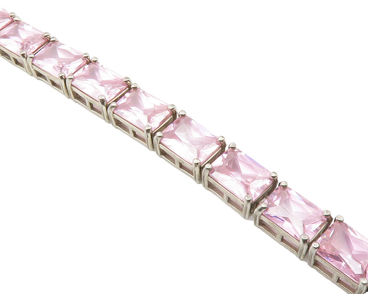 ROSS SIMON 925 Sterling Silver  Pink Cubic Zirconia Tennis Bracelet  BT5571