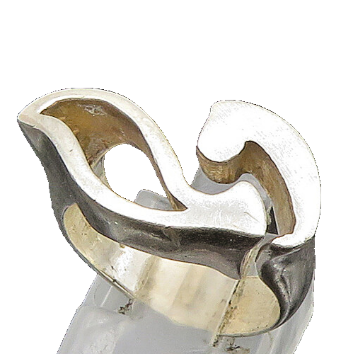 SEZGIN 925 Silver  Vintage Shiny Abstract Cut Out Band Ring Sz 6.5  RG24114