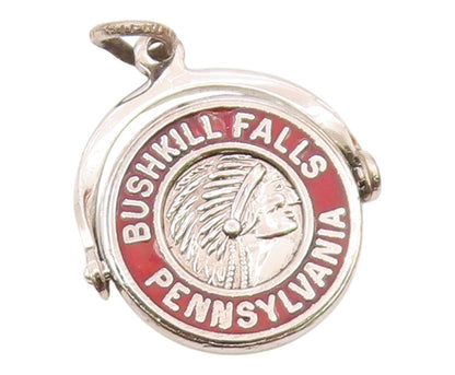 925 Silver Vintage Enamel Bushkill Falls Pennsylvania Pendant (SPINS) PT21337
