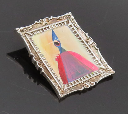 925 Sterling Silver Vintage Pendant Swirly Carved Teng Teng Microcosm  PT22480