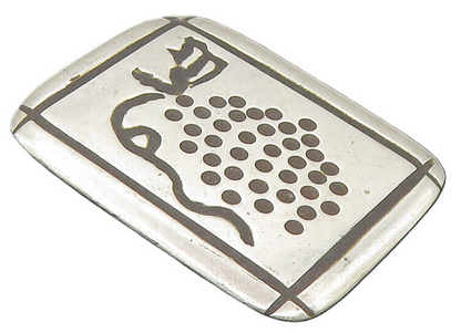 925 Sterling Silver  Vintage Oxidized Etched Design Square Brooch Pin  BP4060
