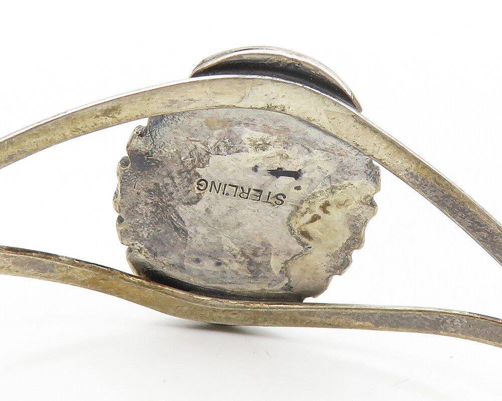 NAVAJO 925 Sterling Silver  Vintage Mother Of Pearl Cuff Bracelet  BT6782