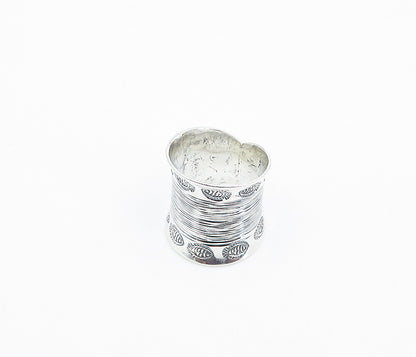 925 Sterling Silver  Etched Fish Pattern Concave Band Ring Sz 9.5  RG8543