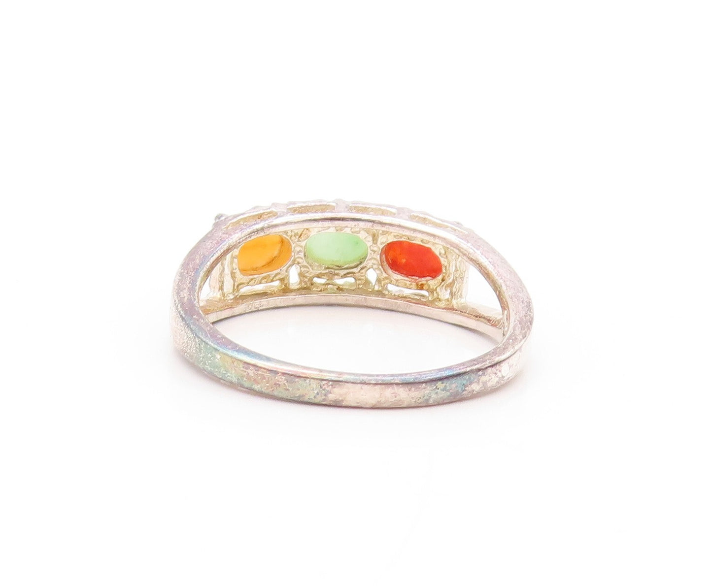 925 Sterling Silver Vintage Ring AVON Oval Cabochon Gemstones  SZ 8 RG32073