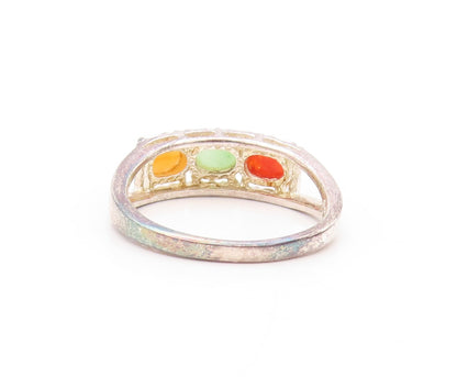 925 Sterling Silver Vintage Ring AVON Oval Cabochon Gemstones  SZ 8 RG32073