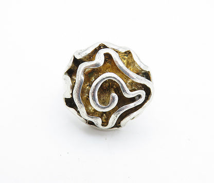925 Sterling Silver  Vintage Sculpted Floral Motif Statement Ring Sz 7  RG6885