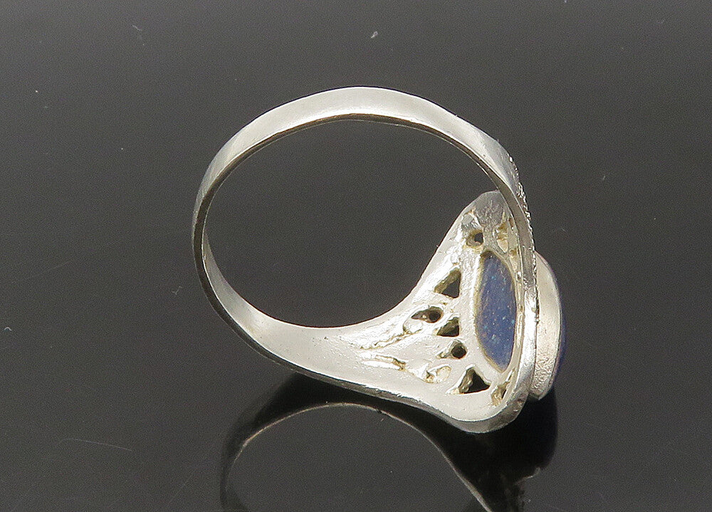 925 Sterling Silver  Vintage Enamel Glitter Band Ring Sz 10.5  RG22137