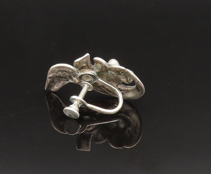 925 Sterling Silver  Vintage Floral Swirl Screw Back Drop Earrings  EG11909