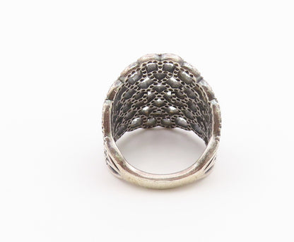 925 Sterling Silver Vintage Ring PANDORA CZ Shimmering Lace Cutout Sz 7 RG36548