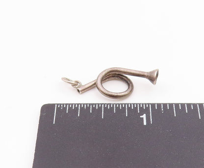 925 Sterling Silver  Vintage Petite Dark Tone Horn Instrument Pendant  PT17812