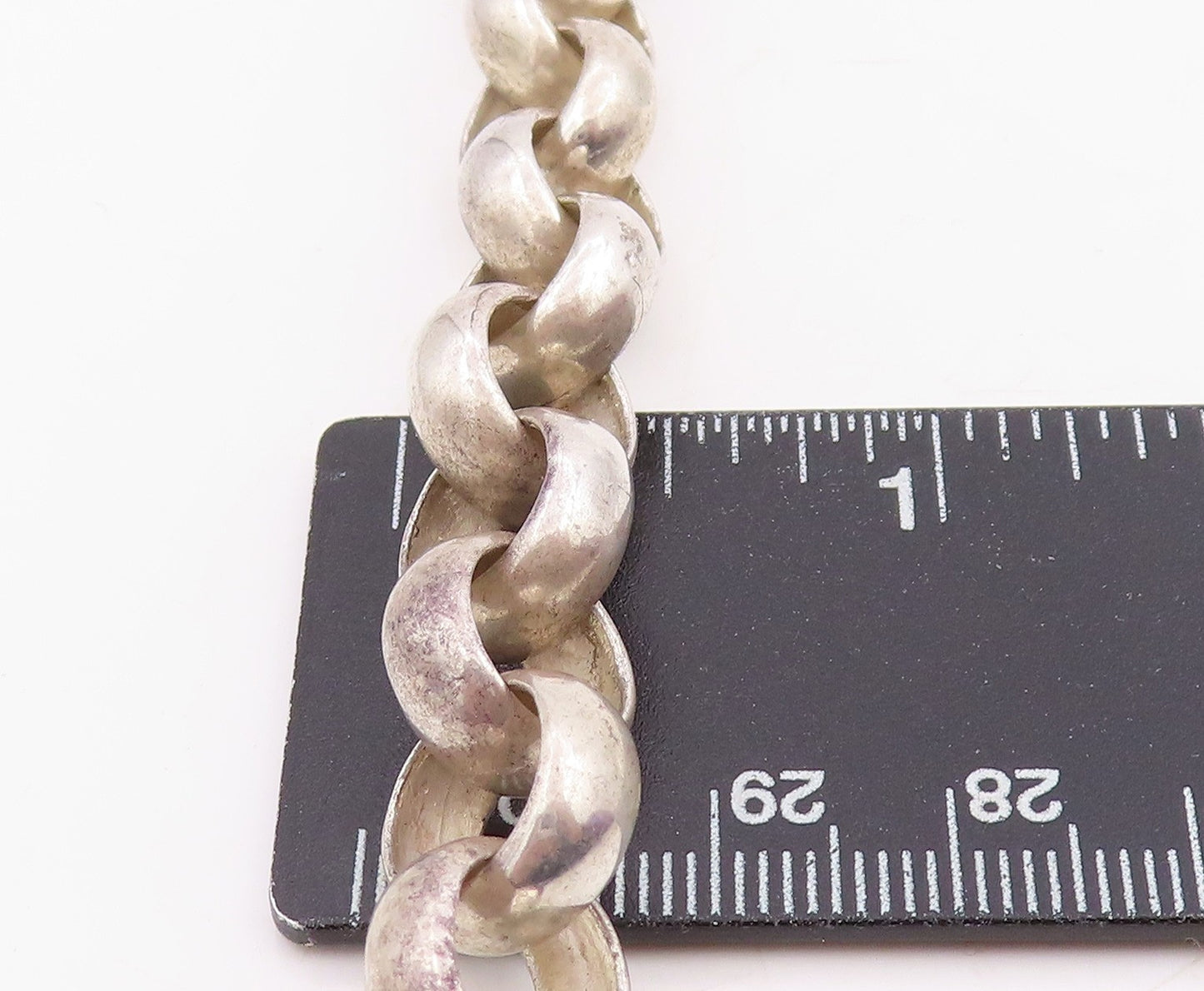 925 Sterling Silver Vintage Necklace Interlocking Circle With Love Heart  NE4775