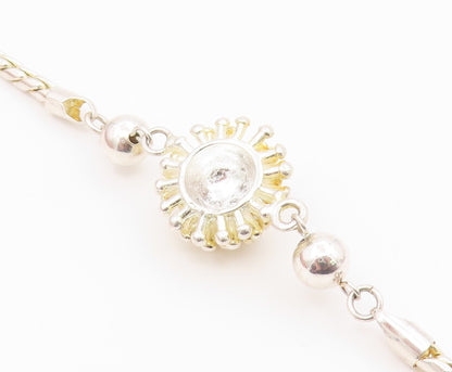 925 Sterling Silver  Vintage Shiny Spiked Dome Twist Chain Bracelet  BT8005