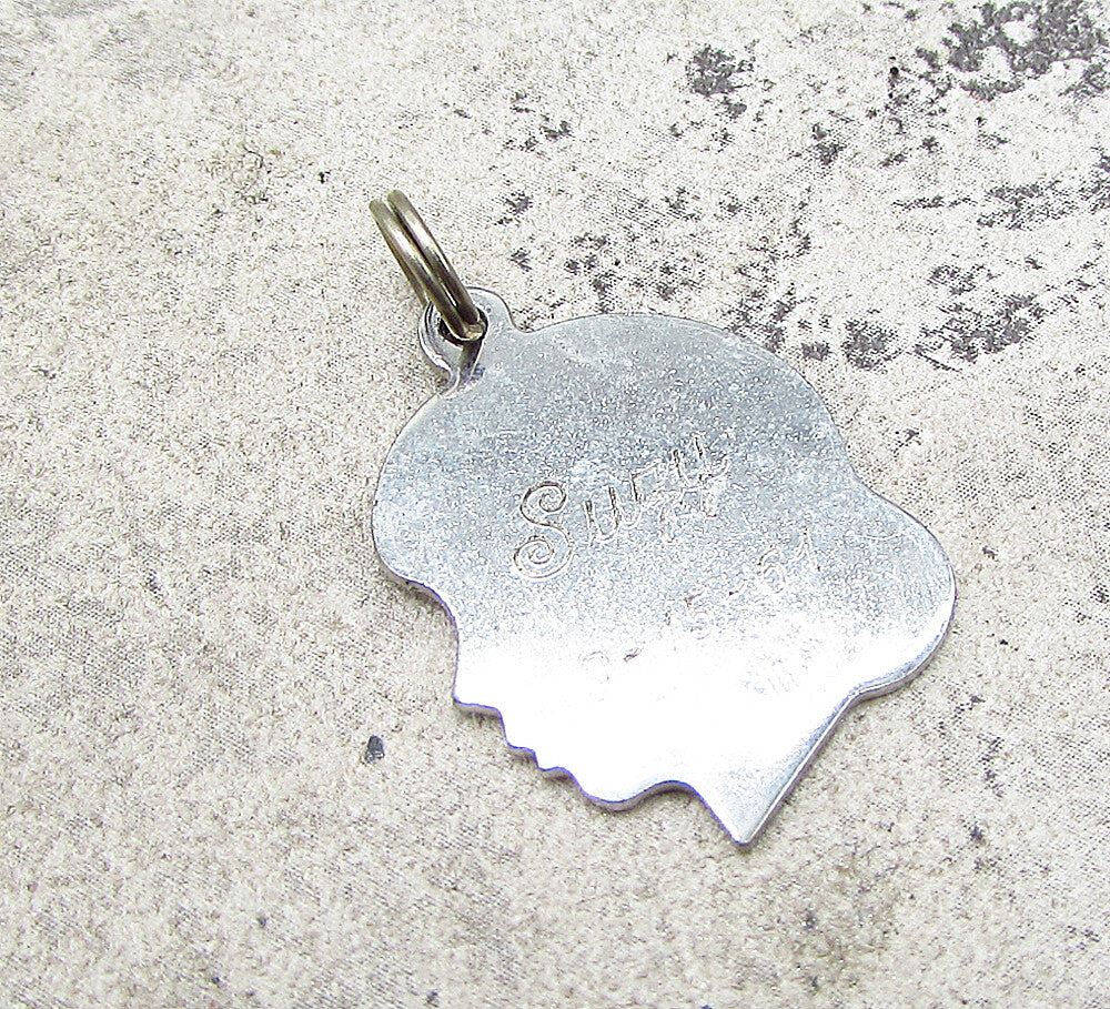 925 Sterling Silver  Girl Face Profile Charm Pendant  PT1743
