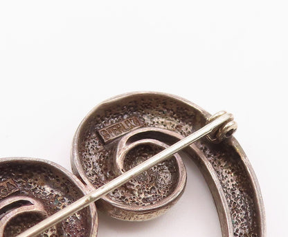 JOHANNES HANIAS 925 Silver  Vintage Swirled Love Heart Brooch Pin  BP9726