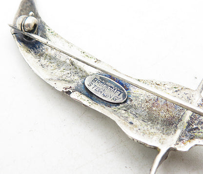 BROOKCRAFT 925 Silver  Vintage Jasper Dagger & Sheath Motif Brooch Pin  BP3058