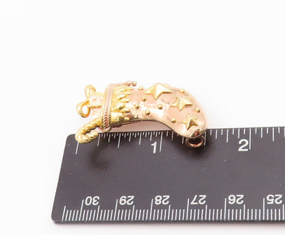 925 Sterling Silver Vintage Brooch Gold Plated Christmas Stocking  BP11671