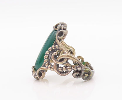 925 Sterling Silver Vintage Ring CAROLYN POLLACK Oval Jade  SZ 8.5 RG32071