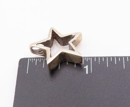 925 Sterling Silver Vintage Pendant Open Origami Star Cut Out Design  PT24996