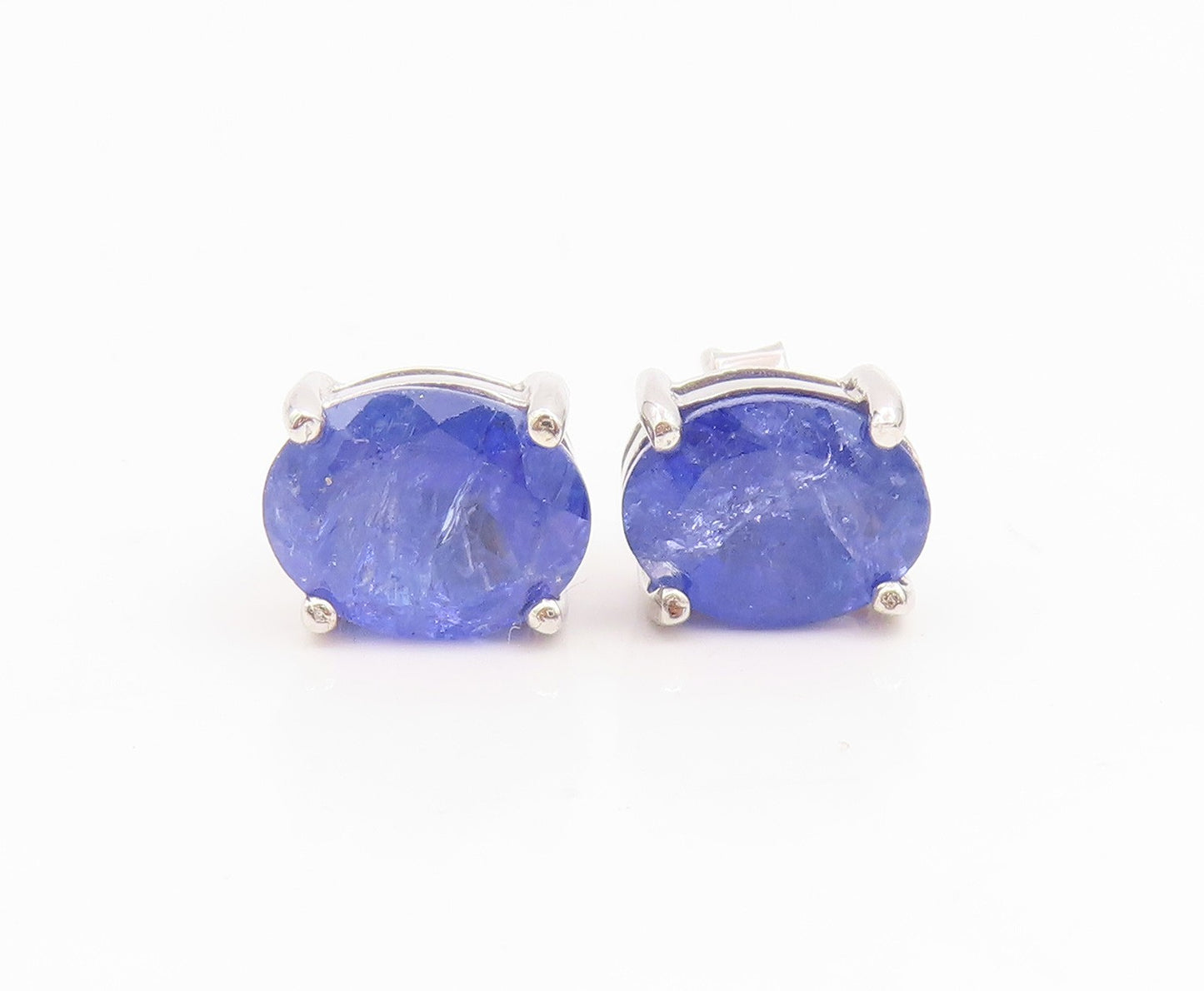 925 Sterling Silver Vintage Earrings Minimalist Oval Cut Tanzanite Stud  EG14126