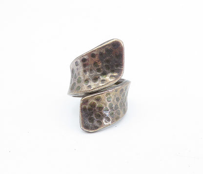 925 Sterling Silver  Vintage Antique Hammered Bypass Band Ring Sz 5.5  RG6697