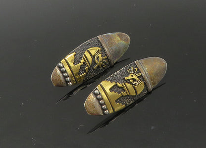T. SINGER NAVAJO 925 Silver & 14K GOLD  Vintage Non Pierce Earrings  EG11015