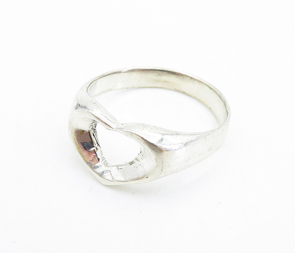925 Sterling Silver  Large Polished Open Love Heart Band Ring Sz 11.5  RG7572