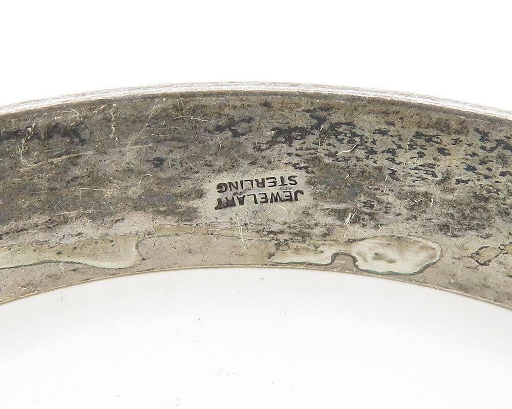 JEWEL ART 925 Sterling Silver  Vintage Floral Pattern Bangle Bracelet  BT7741