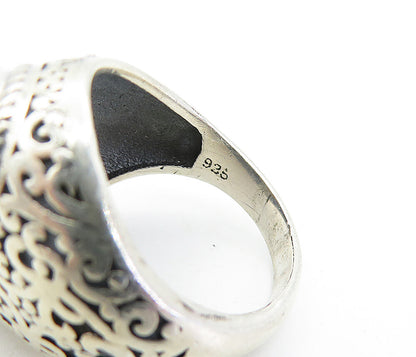 925 Sterling Silver  Vintage Orange Jasper Swirl Cocktail Ring Sz 6.5  RG7241