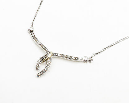 925 Silver & 14K GOLD  Vintage Genuine Diamonds 2 Tone Chain Necklace  NE3281