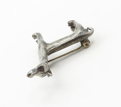 925 Sterling Silver  Vintage Oxidized Alpaca Animal Motif Brooch Pin  BP6007