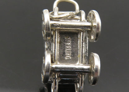 925 Sterling Silver  Vintage Old Fashioned Baby Carriage Pendant  PT17748