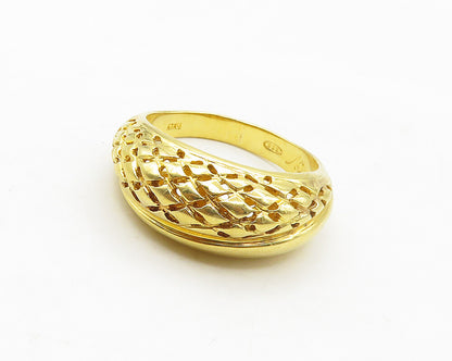 925 Sterling Silver  Shiny Gold Plated Cutout Dome Band Ring Sz 10  RG17226
