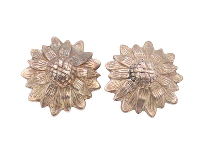 925 Sterling Silver Vintage Earrings Dark Tone Blooming Flower Cut  EG13512