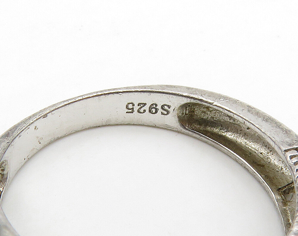 925 Sterling Silver  Vintage Topaz Cutout Dome Band Ring Sz 5.5  RG16234
