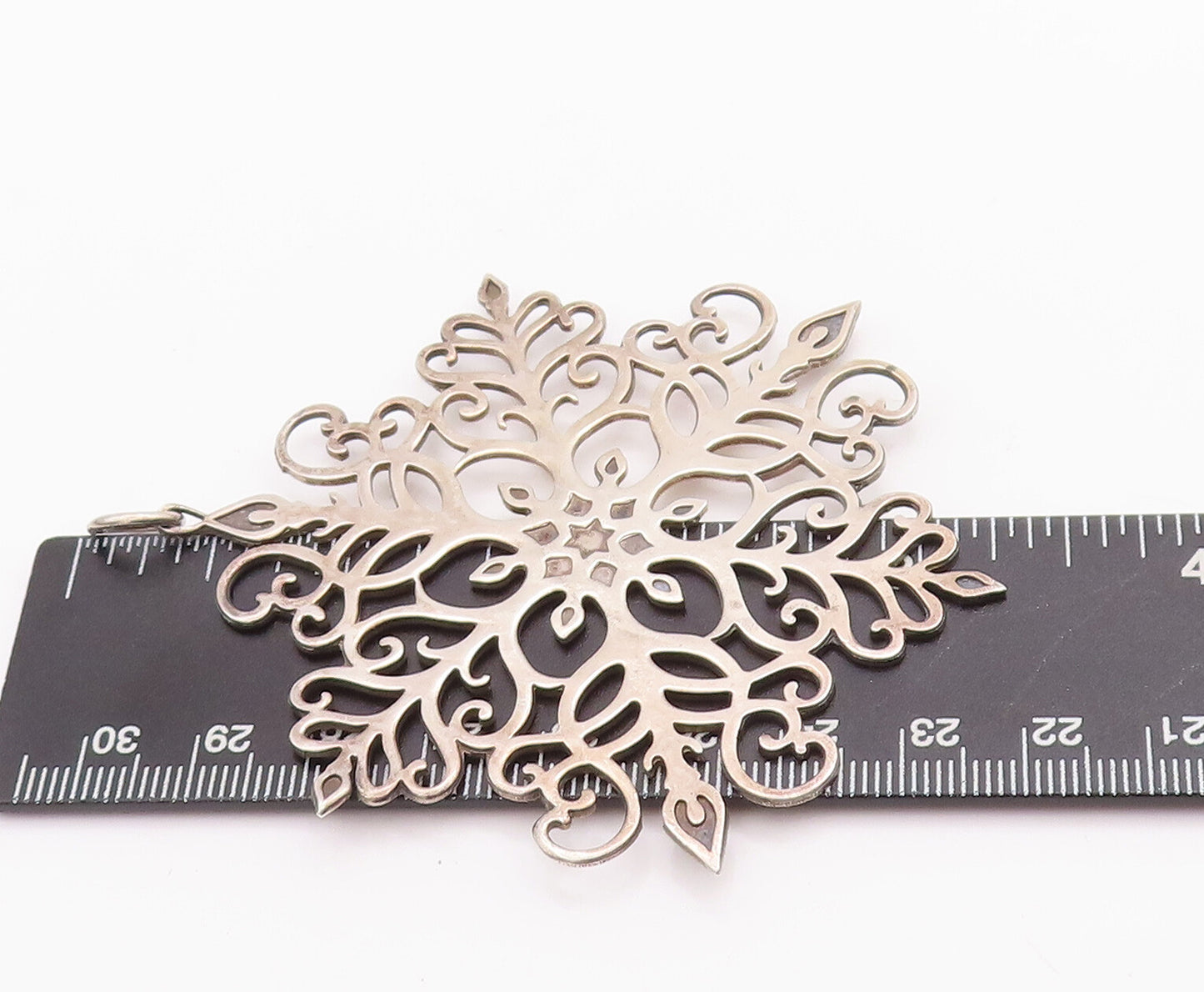 925 Sterling Silver Vintage Pendant MMA Swirly Design Carved Flower  PT23203