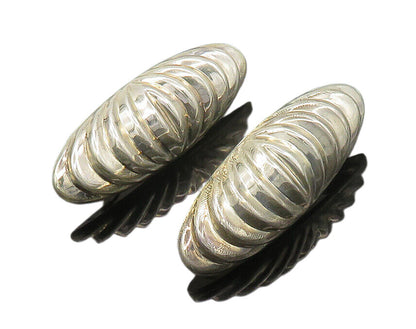 TULLA BOOTH 925 Silver  Vintage Shiny Fluted Dome Non Pierce Earrings  EG10045
