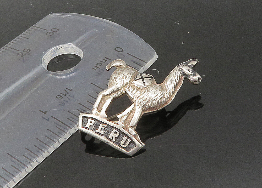 925 Sterling Silver  Vintage Shiny Oxidized Peru Alpaca Brooch Pin  BP8675