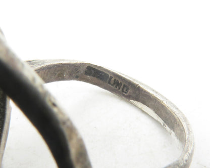 925 Sterling Silver  Vintage Dark Tone Swirl Dome Band Ring Sz 4.5  RG12082