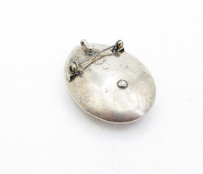 MEXICO 925 Sterling Silver  Vintage Smooth Open Design Oval Brooch Pin  BP1964