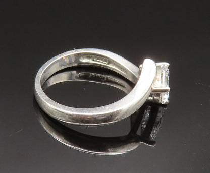 925 Silver   Vintage Cubic Zirconia Love Heart Bypass Ring Sz 7  RG24722
