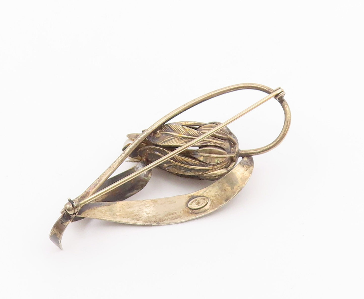 DANECRAFT 925 Silver  Vintage Freshwater Pearl Floral Motif Brooch Pin  BP8160