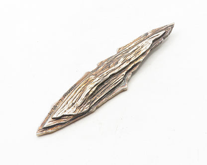 SIDNEY CARRON 925 Silver  Vintage Dark Tone Sculpted Design Brooch Pin  BP4140