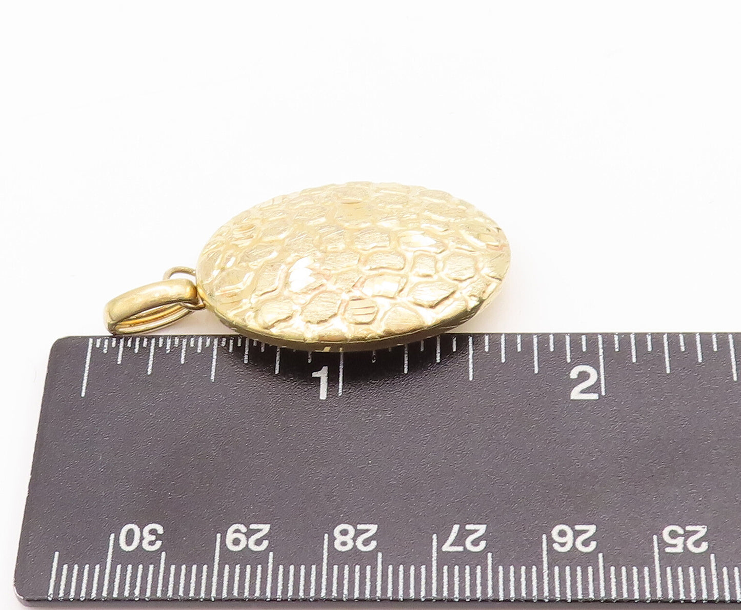 925 Sterling Silver Vintage Pendant Oval Rough Finish Gold Plated  PT23279