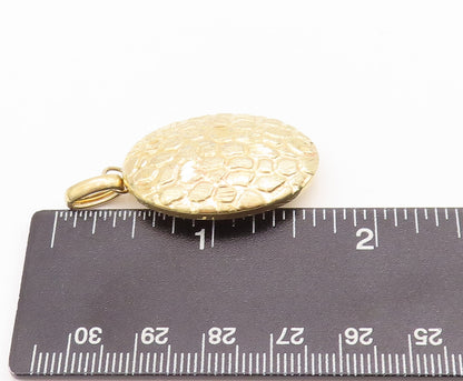 925 Sterling Silver Vintage Pendant Oval Rough Finish Gold Plated  PT23279