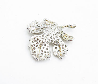 925 Sterling Silver  Vintage Cubic Zirconia Single Autumn Leaf Pendant  PT3363