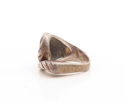 925 Sterling Silver Vintage Ring Dark Tone Etched Swirled Tail  Sz 5.5  RG31497